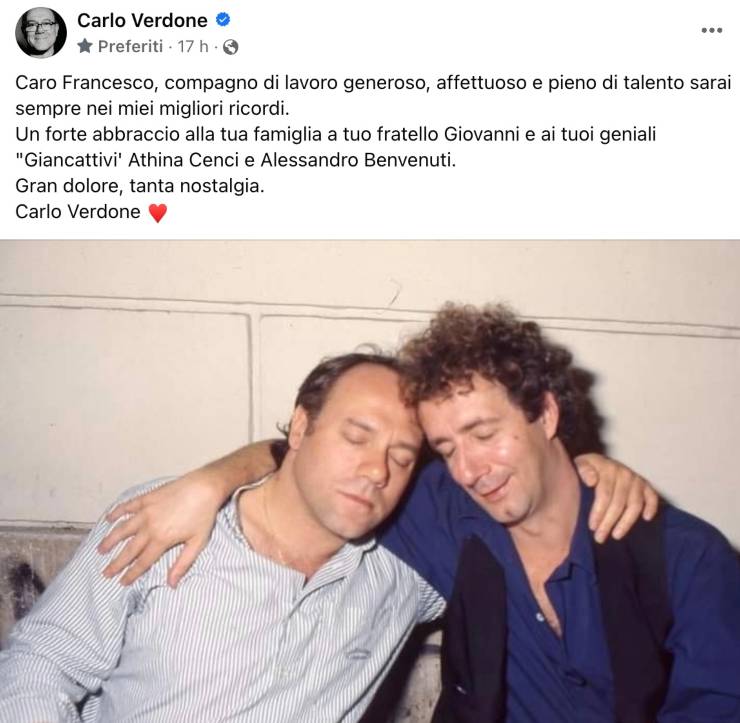 Francesco Nuti il legame con Massimo Troisi il ricordo d Carlo Verdone